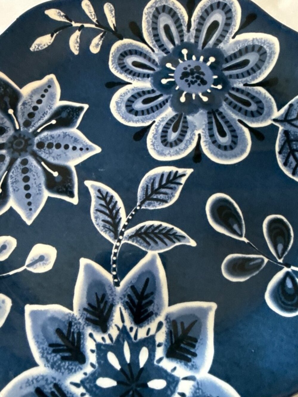 Pier 1 Imports Indigo Floral Ironstone 9” Luncheon Plates Set Of 4 Cottagecore - Picture 2 of 4